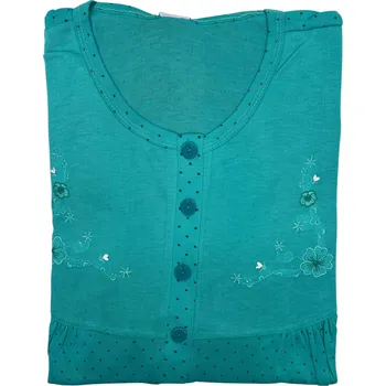 Dámské pyžamo Vn.Lot Dámská bavlněná nadměrná noční košile s krátkým rukávem FREEDOM Barva: Smaragd, Velikost: 7XL