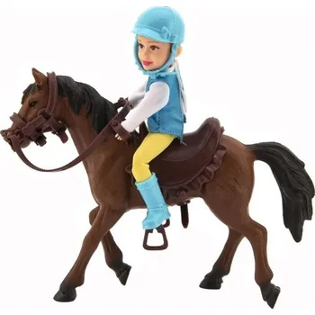 Panenka TEDDIES Žokej panenka/panáček s koněm 20cm