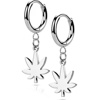 Módní doplněk Šperky4U Ocelové náušnice - list marihuany - OPN1822-ST