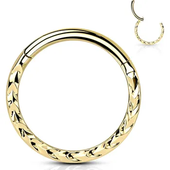 Piercing Šperky4U Zlacený segment kruh s dekorem - helix / cartilage / tragus piercing - NS0052GD-1208
