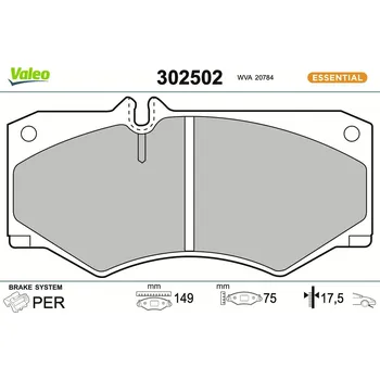 Brzdová destička Sada brzdových destiček, kotoučová brzda VALEO 302502
