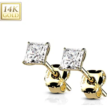 Náušnice Šperky4U Zlaté 14ti karátové náušnice s čirými zirkony - ZL-1001-04Y