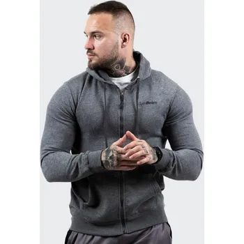 Pánská mikina GymBeam Mikina Zipper Hoodie Grey Black POUZE M (VÝPRODEJ) + DÁREK