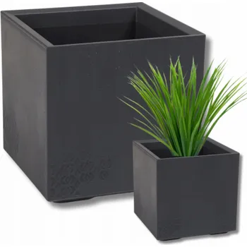 Stojan na květiny Krups Stojan na květiny KARO 300x300x300 z recyklovaného betonu - antracit LA776-82 LAMELA
