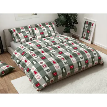 Bavlněné povlečení CHRISTMAS SOCKS zelené Rozměr povlečení: 70 x 90 cm | 140 x 200 cm