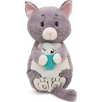 plyšák NICI PLYŠOVÝ MAZLÍČEK PŘÍTULNÍČEK KOČIČKA ŠEDÁ S RYBIČKOU 40X20 CM