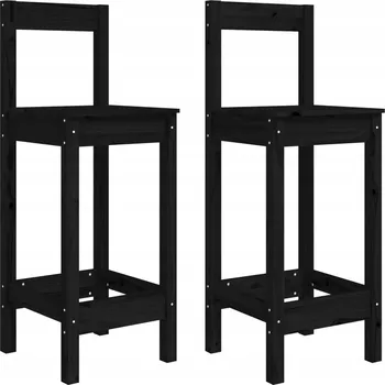 Barová židle Barové židle z masivního borovicového dřeva, černé, 40 x 41,5 x 112 cm