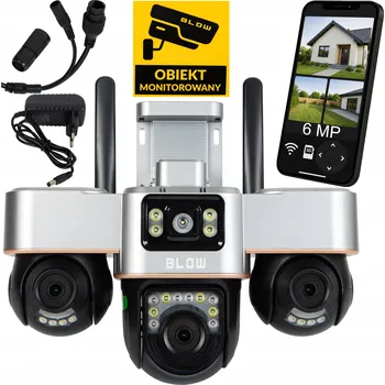 Bezpečnostní kamera WIFI IP KAMERA BLOW V-336B SE 3 OBJEKTIVY 6MP, OTOČNÁ, VENKOVNÍ, HD DETEKCE POHYBU