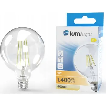 Žárovka LED žárovka FLM G95 E27 9W neutrální bílá RETRO velká průhledná koule filament