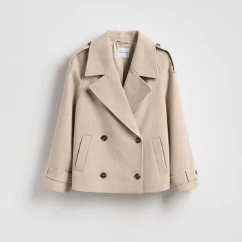 Reserved - Bunda s příměsí vlny - béžová - UA725-08X - UA725-08X-XS