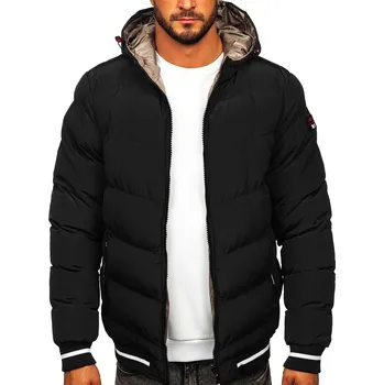 Pánský kabát Černo-zlatá pánská prošívaná oboustranná zimní bunda Bolf 7417 - M