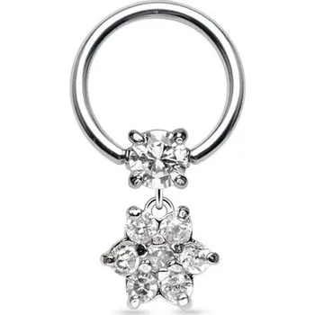 Piercing Šperky4U Piercing - kruh - kytička s kamínky - K01002