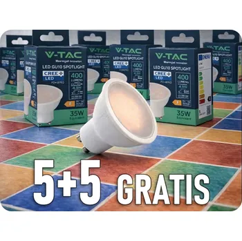 Žárovka LED žárovka GU10 4.5W, 400lm, 100°, CREE chip, 5+5 zdarma! Teplá bílá