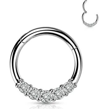 Piercing Šperky4U Segment kruh se zirkony, cartilage piercing 1,2 x 8 mm - NS0061-ST