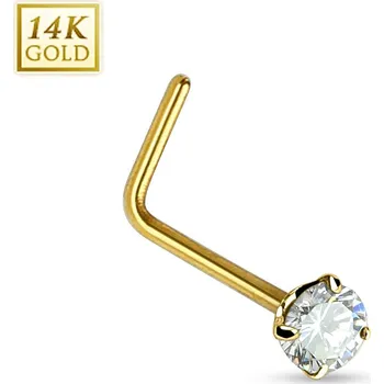 Piercing Šperky4U Zlatý piercing do nosu - čirý zirkon, Au 585/1000 - ZL01027C-YG