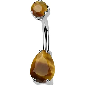 Piercing Šperky4U Piercing do pupíku - TITAN, Tygří oko - TIT1554