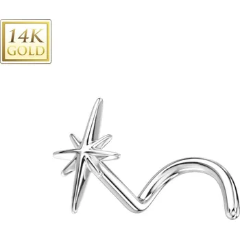 Piercing Šperky4U Zlatý piercing do nosu - hvězda, Au 585/1000 - ZL01242-WG