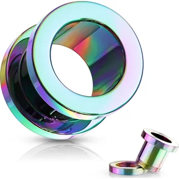 Piercing Šperky4U Šroubovací tunel do ucha duhový - TN01032W-06