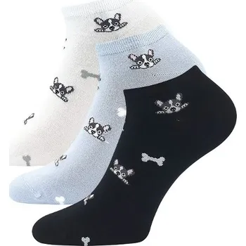 Dámská móda 3PACK kotníkové ponožky Lonka - Bibiana pejsci, mix B Barva: Mix barev, Velikost: 39-42