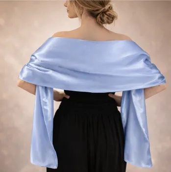 Šála saténový šál přes ramena - přehoz přes společenské šaty - výběr barev Barva: Světle modrá