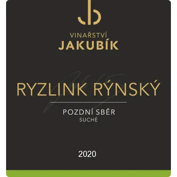 Ryzlink rýnský 2020, pozdní sběr, Vinařství Jakubík, suché