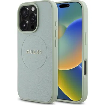 Guess PU Grained Classic Logo MagSafe zadní kryt pro iPhone 16 Pro Green