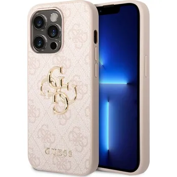 Guess PU 4G Metal Logo zadní kryt pro iPhone 15 Pro Max Pink