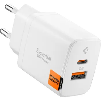 Spigen Essential Ee202Eu 2portová síťová nabíječka 20W bílá
