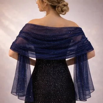 Šála třpytkatá společenská šála přes šaty Barva: Tmavě modrá