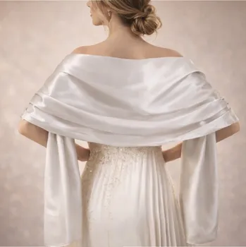 Šála saténový šál přes ramena - přehoz přes společenské šaty - výběr barev Barva: Krémová