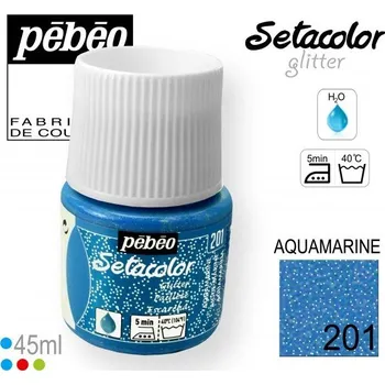Výtvarná barva Barva na Textil SETACOLOR Glitter Pebeo. barva č. 201 AQUAMARINE. Balení 45ml.