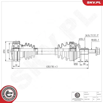 Poloosa kola Hnací hřídel - poloosa ESEN SKV 40SKV423
