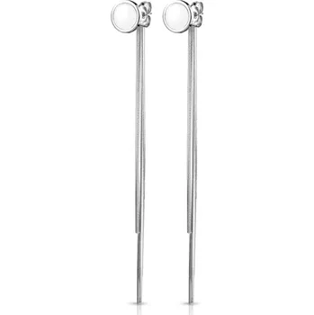 Náušnice Šperky4U Visací ocelové náušnice - bílá kolečka - OPN1691-WH