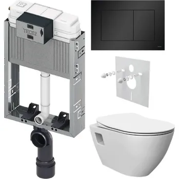 WC sada Tece Set modulu pro zazdění, EBS WC Urban Rimless, sedátka a tlačítka, černá matná