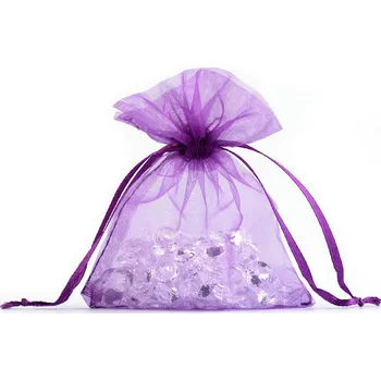 Balící papír Dárkový pytlík 9x11 cm organza - fialová (10 ks)
