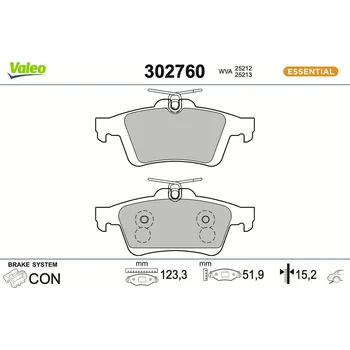 Brzdová destička Sada brzdových destiček, kotoučová brzda VALEO 302760