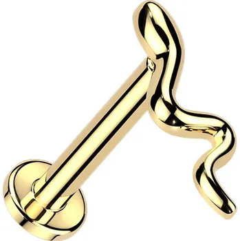 Módní doplněk Šperky4U Zlacená labreta / piercing do ucha - had - LB0046GD-1208