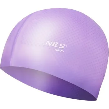 Plavecká čepice NILS Aqua Silikonová čepice NILS Aqua NQC Dots fialová