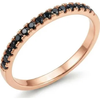 Prsten ŠPERKY-NM, Zlatý prsten 1899 v růžovém zlatě s černými zirkony Velikost prstenu: 49