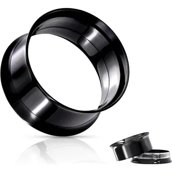 Módní doplněk Šperky4U Černý šroubovací ocelový tunel do ucha - TN01080K-25