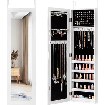 Šperkovnice Dřevěný věšák na šperky JV10084, bílý - A COSTWAY