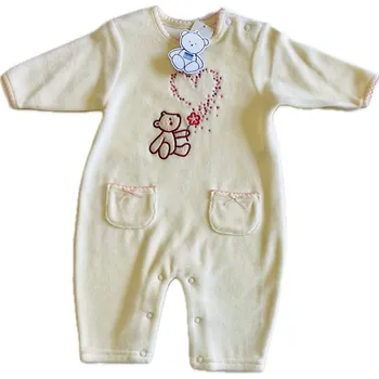 Kojenecký overall GEORGE Overal sametový dívčí smetanový vel. 56-62cm, 0-3měs.