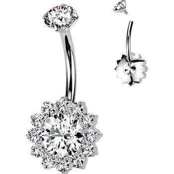 Piercing Šperky4U Piercing do pupíku - TITAN, barva: čirá - TIT1351-C