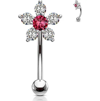 Piercing Šperky4U Piercing do obočí kytička, růžový zirkon - OB0006-P