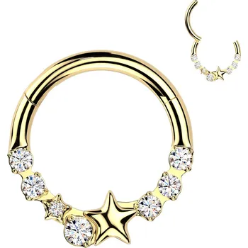 Piercing Šperky4U Zlacený ocelový piercing - segment kruh - SG119GD-1208