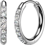 Šperky4U Titanové náušnice kruhy s moissanity, 14 mm - MOT1001-14
