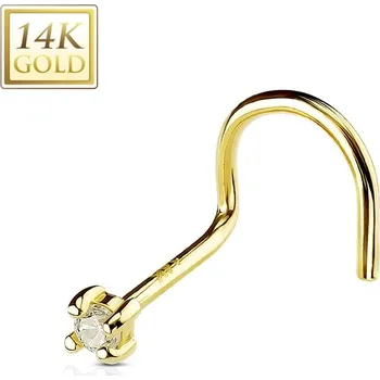 Piercing Šperky4U Zlatý piercing do nosu - zirkon 2 mm, Au 585/1000 - ZL01010-YG