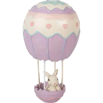 Fialová dekorace králík v balónu - Ø12*20 cm
