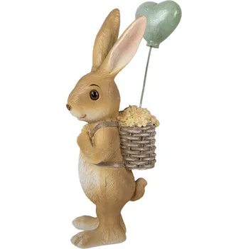 Dekorace hnědý králíček s nůší a balónkem - 7*5*17 cm