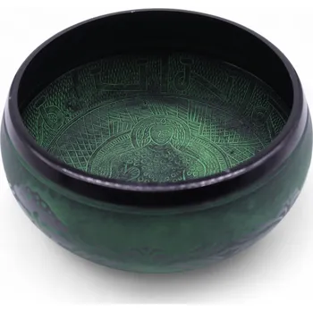 Indická zpívající mísa - Mechově zelená 23 cm průměr cca 23 cm, extra hlasitý zvuk, původ Indie